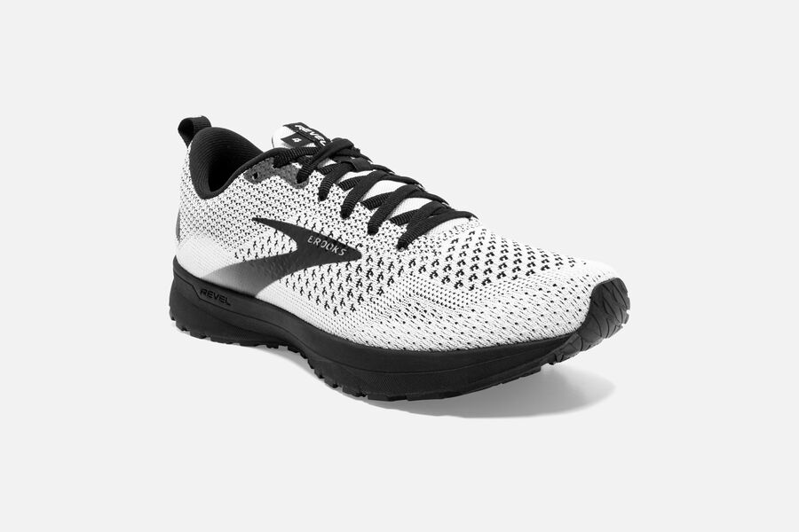 Brooks Running Shoes - Revel 4 Road Womens - White/Black - LZP-470612